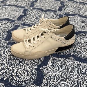 Dolce Vita Cream and Black Studded Sneakers